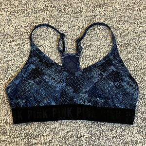 PINK Victoria’s Secret Ultimate Lightly Lined Blue Racerback Sports Bra Size S